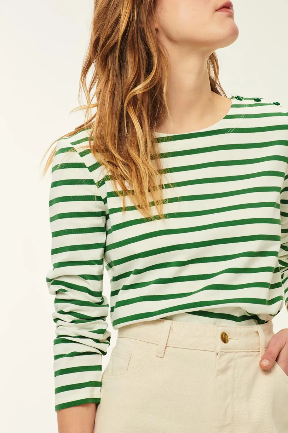 Des Petits Hauts Marinière Filipette Ecru/Cactus Sale